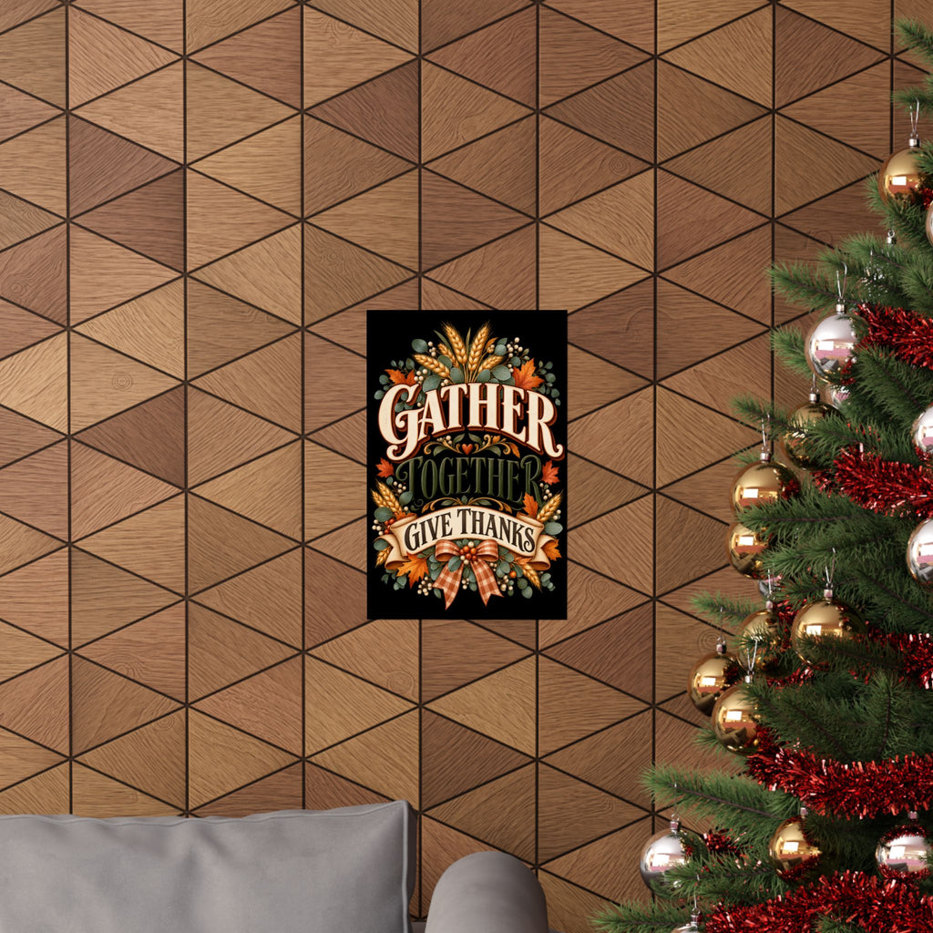 Gather Together Give Thanks Poster | Thanksgiving Fall Wall Art, Harvest Typography