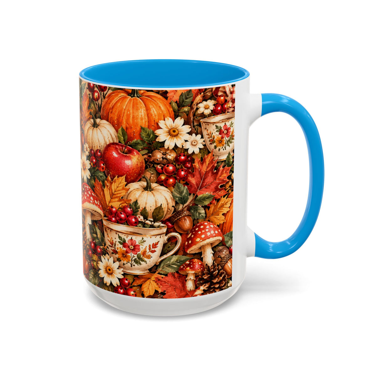Autumn Harvest Mugs | Fall Pumpkins, Apples, Mushrooms, Daisies 11oz 15oz