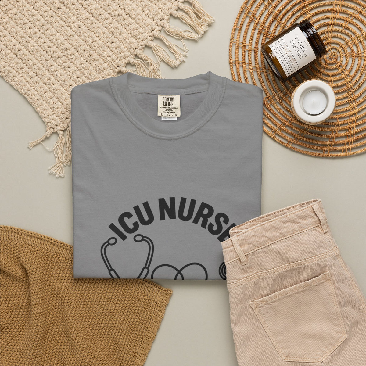 ICU Nurse Night Shift Survivor T-shirt | Stethoscope Heart Design
