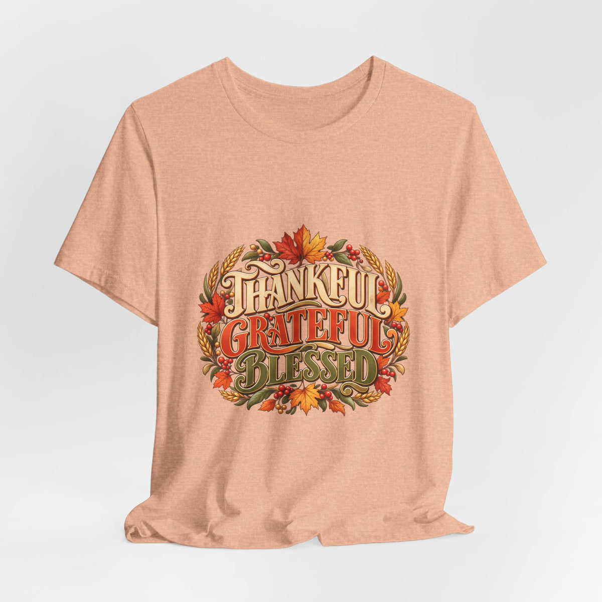 Thankful Grateful Blessed tee | Fall leaves Thanksgiving shirt