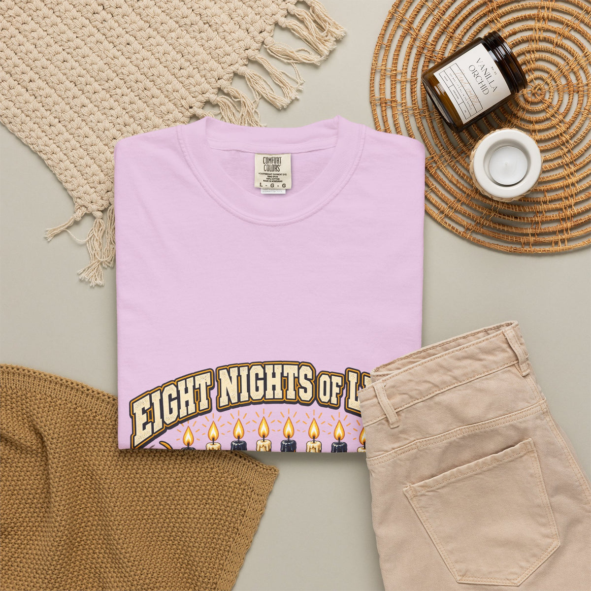 Eight Nights of Light Menorah Tee | Hanukkah T-Shirt, Menorah Illustration