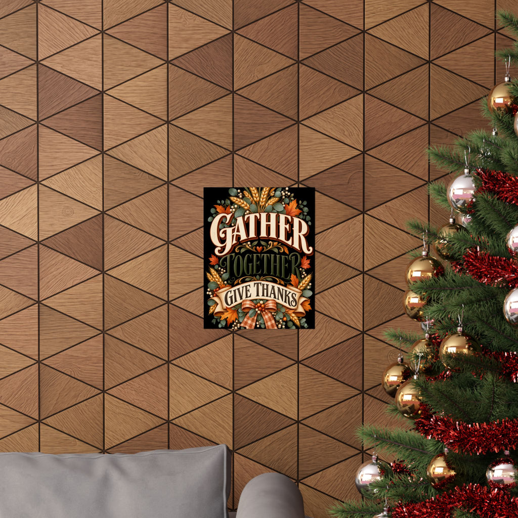 Gather Together Give Thanks Poster | Thanksgiving Fall Wall Art, Harvest Typography