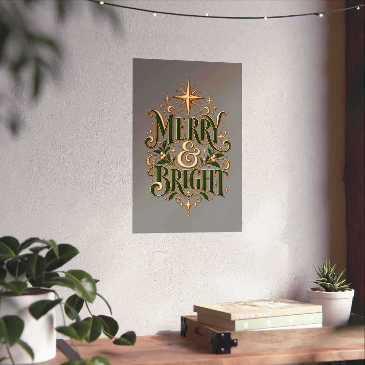 Merry & Bright Holiday Poster — Matte Vertical Christmas Wall Art