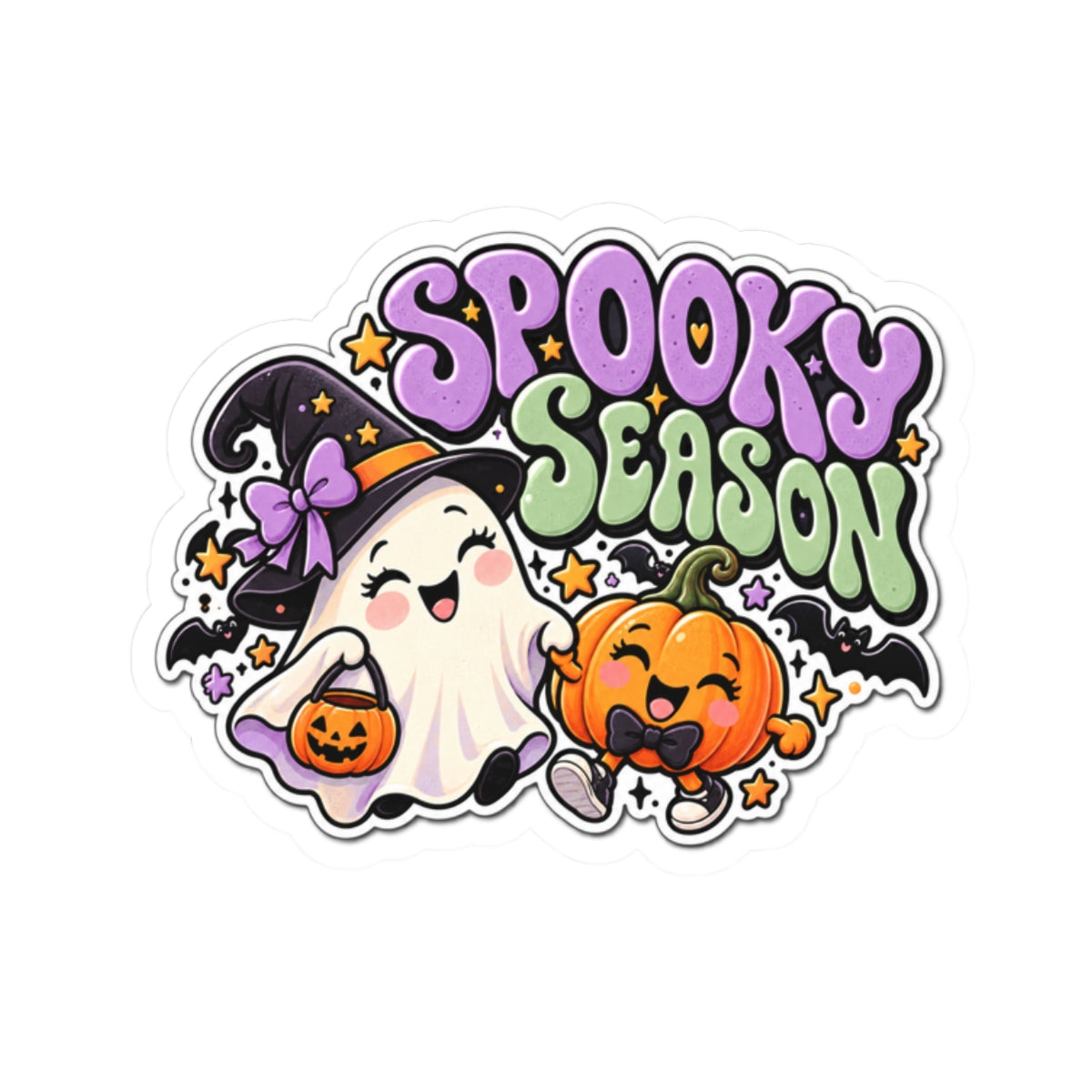 Spooky Season ghost pumpkin sticker | Halloween kiss-cut vinyl