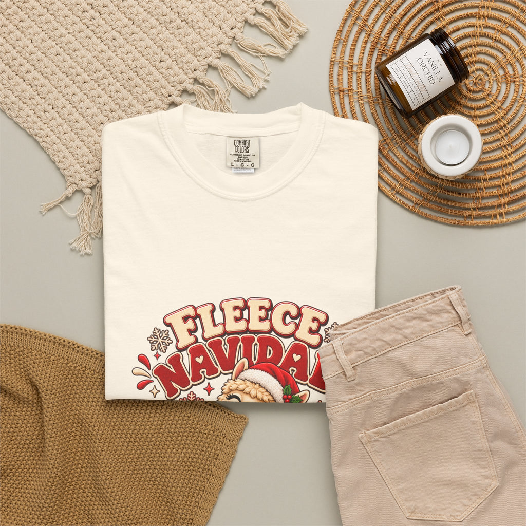 Fleece Navidad Tee — Cute Llama Christmas T-Shirt
