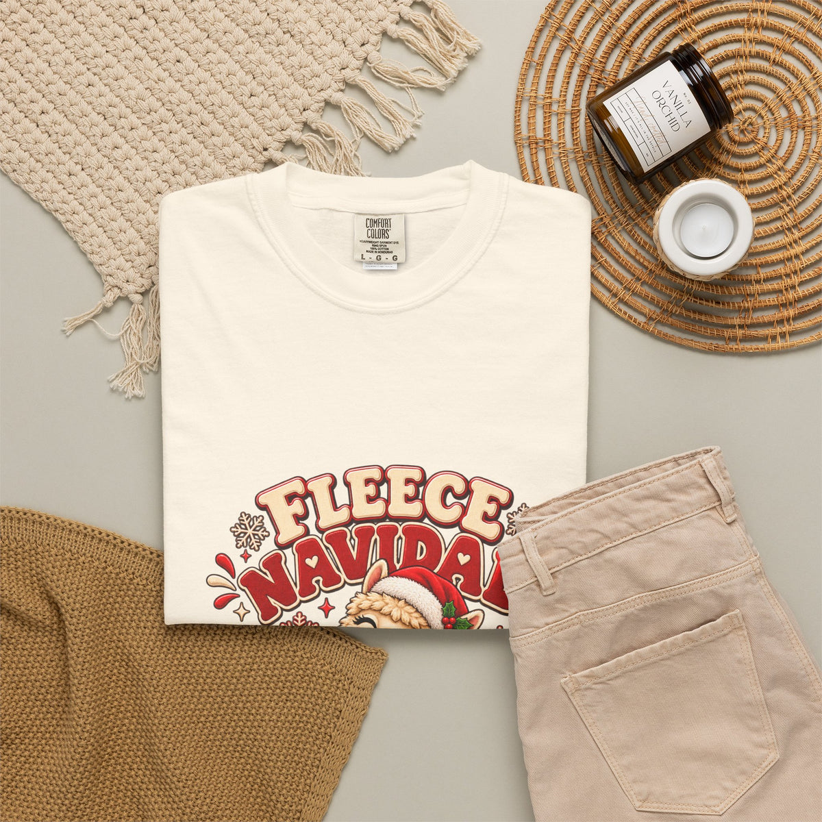 Fleece Navidad Tee — Cute Llama Christmas T-Shirt