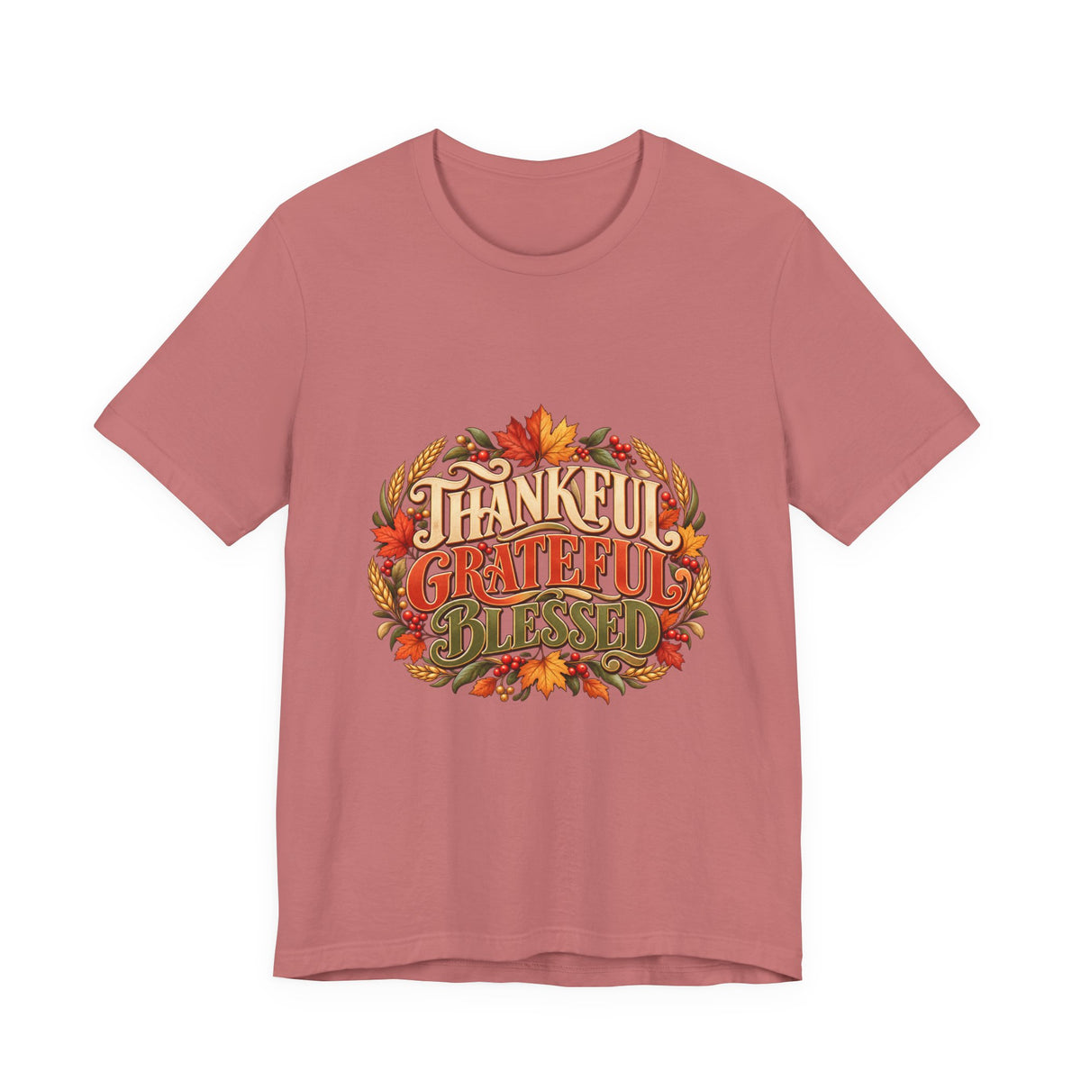 Thankful Grateful Blessed tee | Fall leaves Thanksgiving shirt