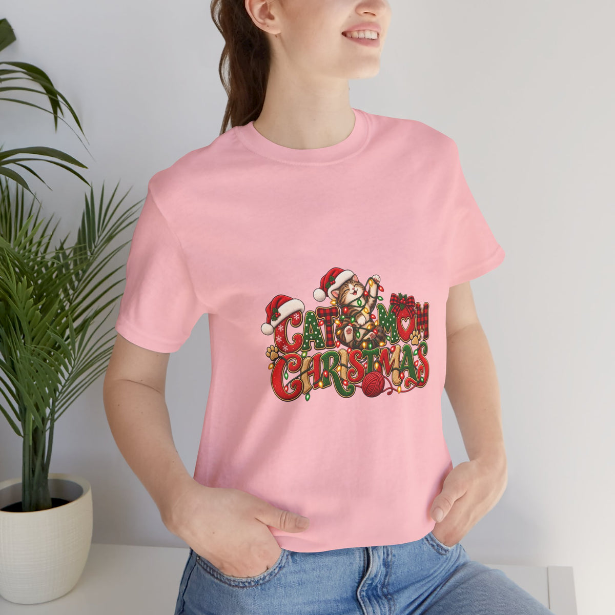 Christmas Cat Tee — Cute "Cat-ty Christmas" Holiday T-Shirt with Santa Cat Design