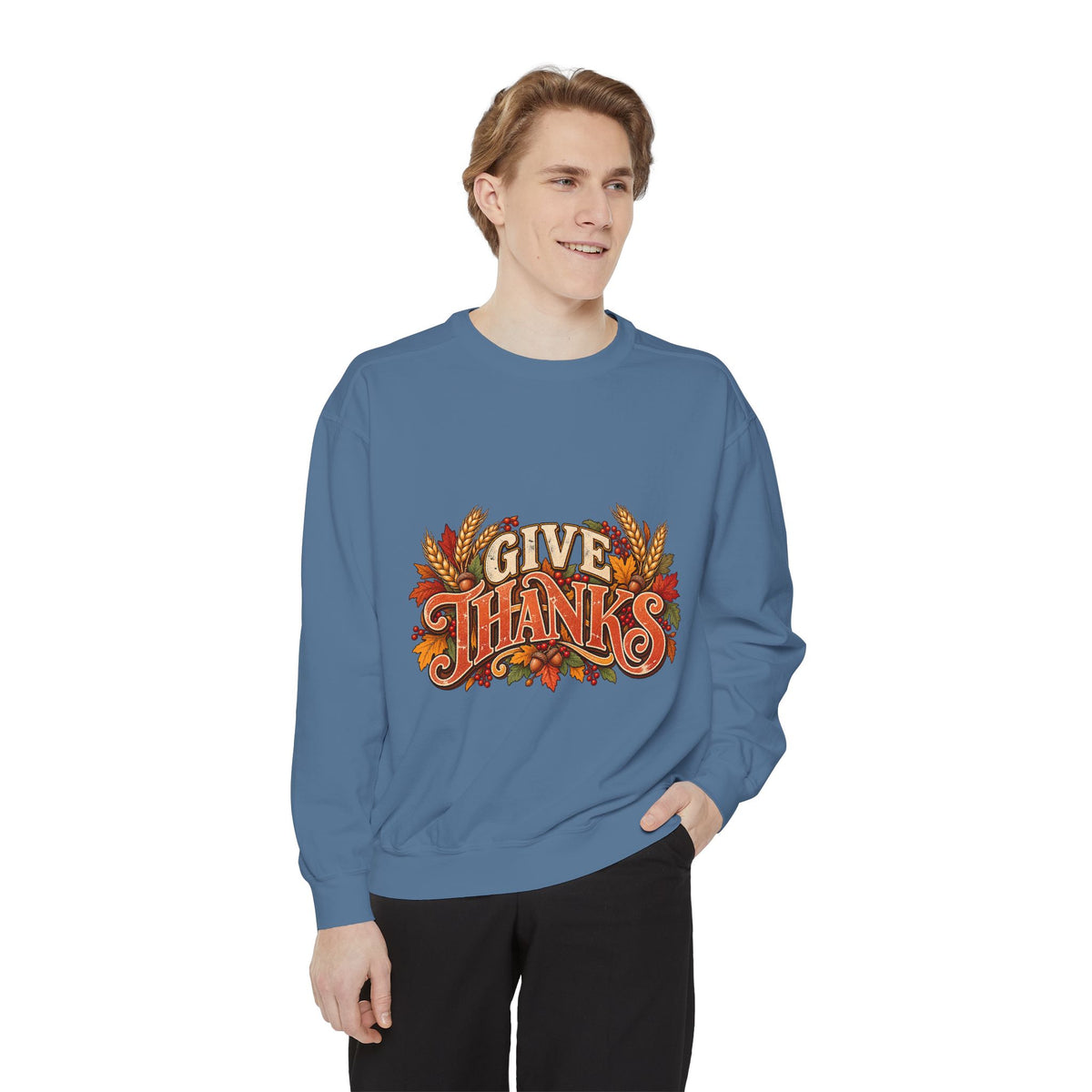 Give Thanks Fall Leaves Sweatshirt | Thanksgiving Seasonal Crewneck
