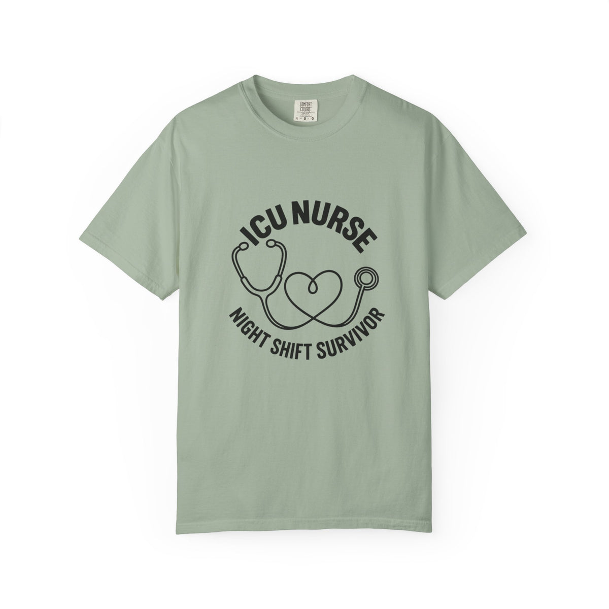 ICU Nurse Night Shift Survivor T-shirt | Stethoscope Heart Design