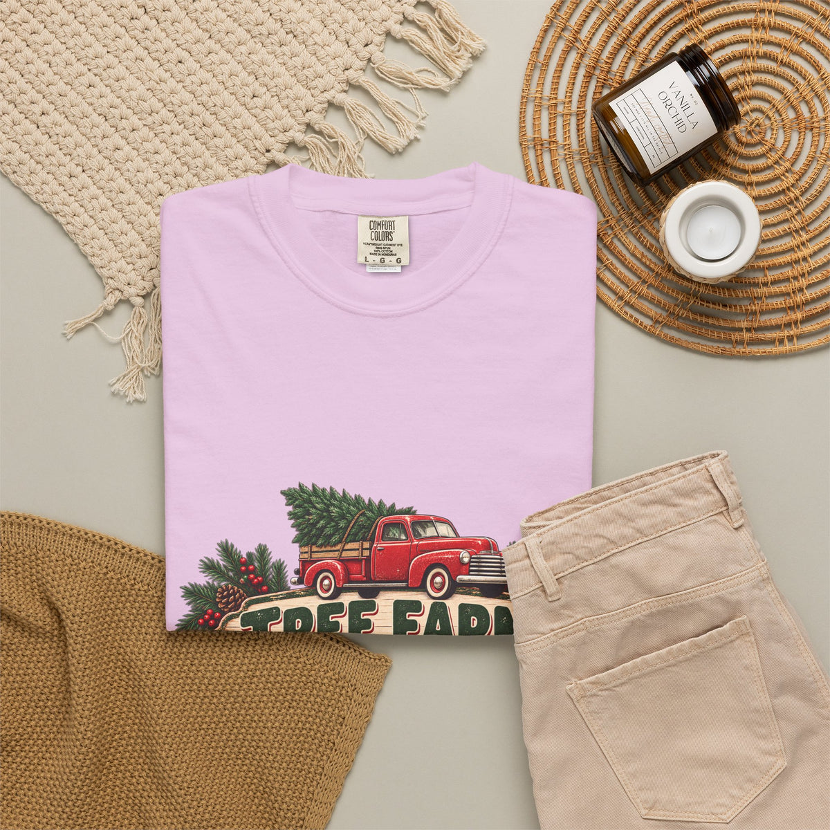 Tree Farm Season T-Shirt — Vintage Red Truck Christmas Tee