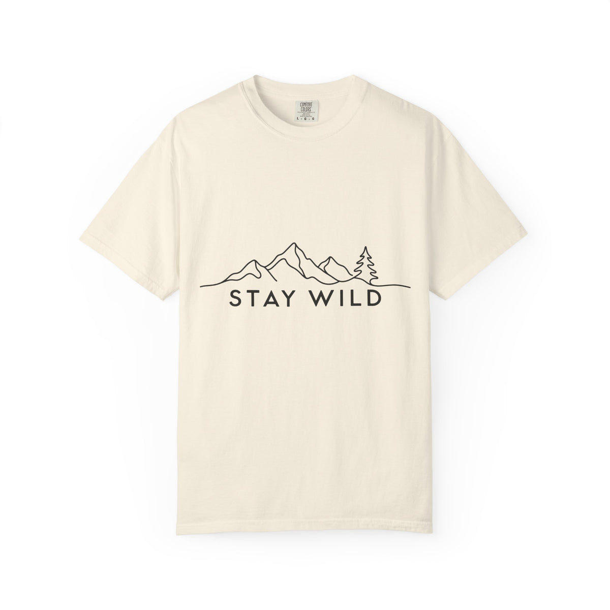 Stay Wild mountain line art T-shirt | minimalist outdoors tee
