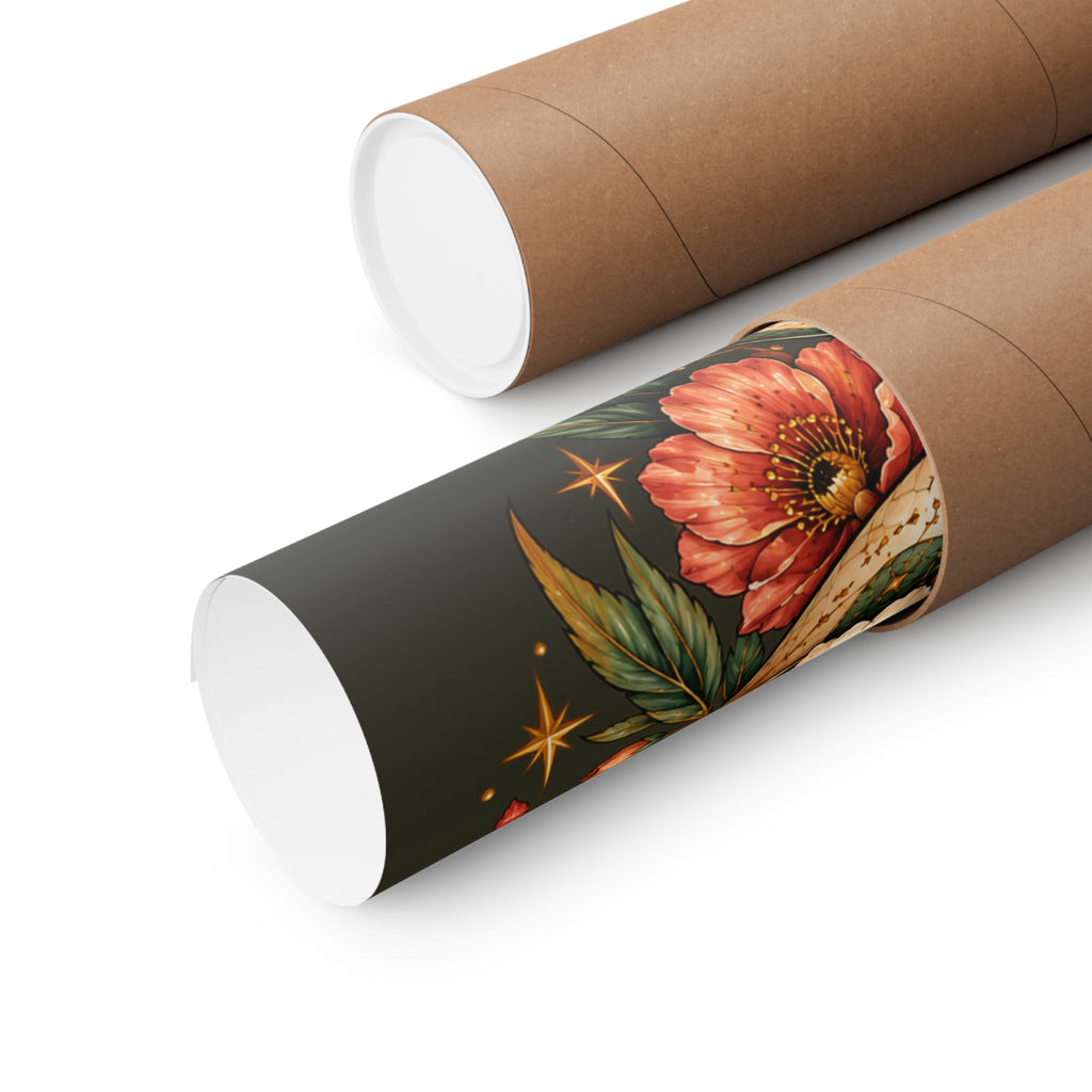Floral Gold Snake Poster Matte Vertical Print | Botanical Serpent Wall Art