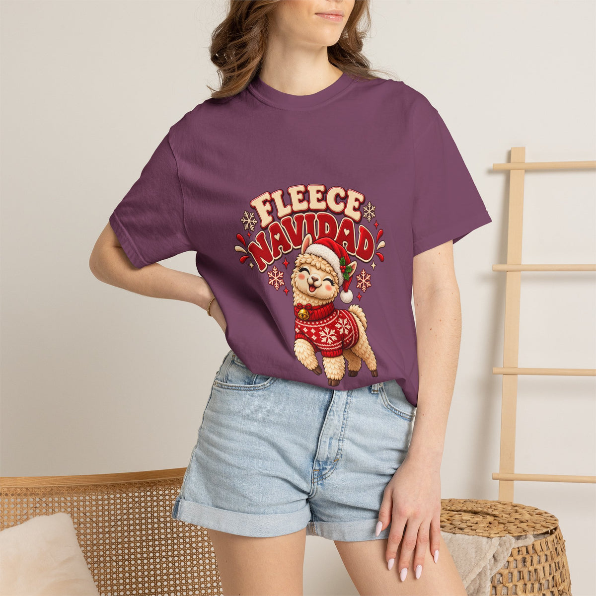Fleece Navidad Tee — Cute Llama Christmas T-Shirt