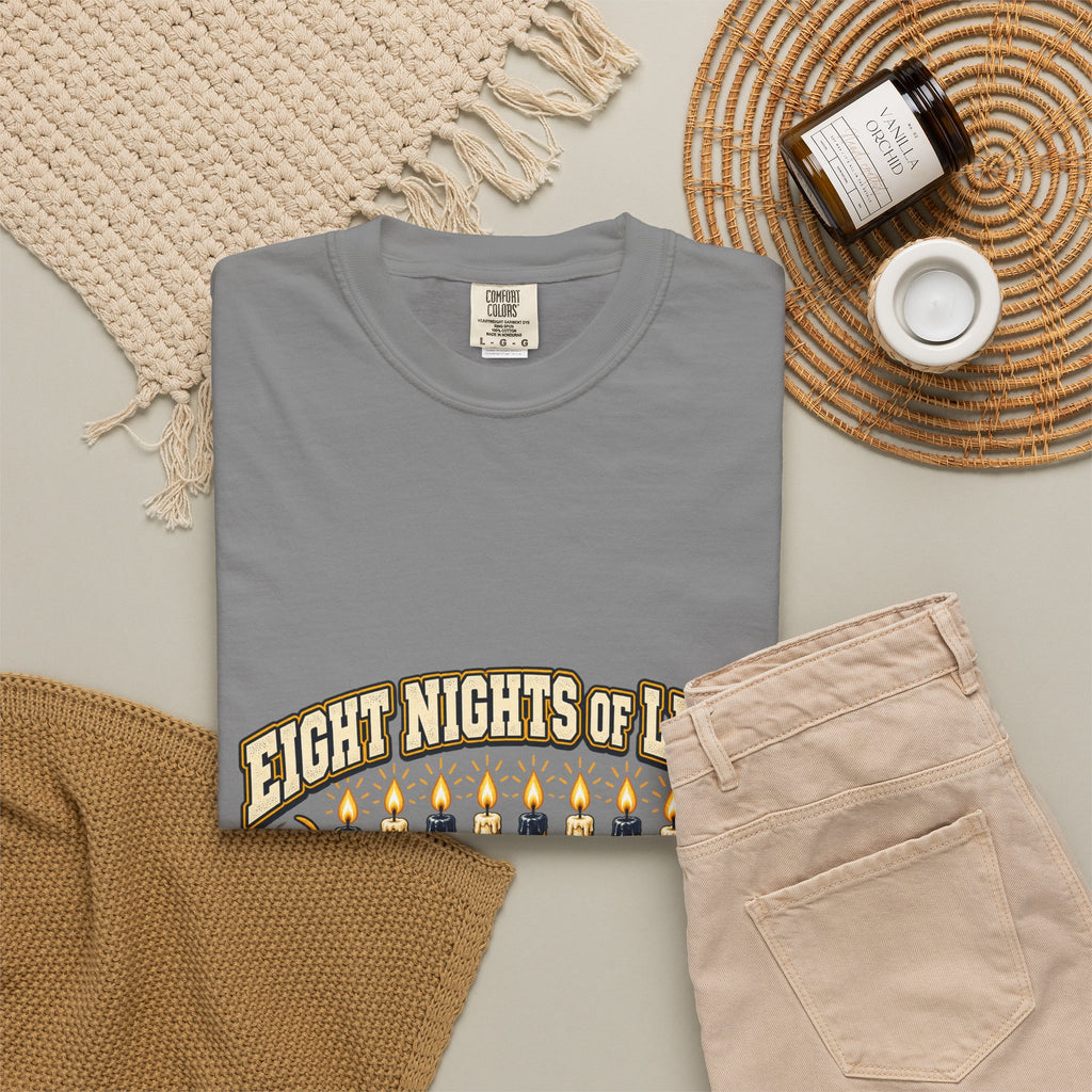 Eight Nights of Light Menorah Tee | Hanukkah T-Shirt, Menorah Illustration
