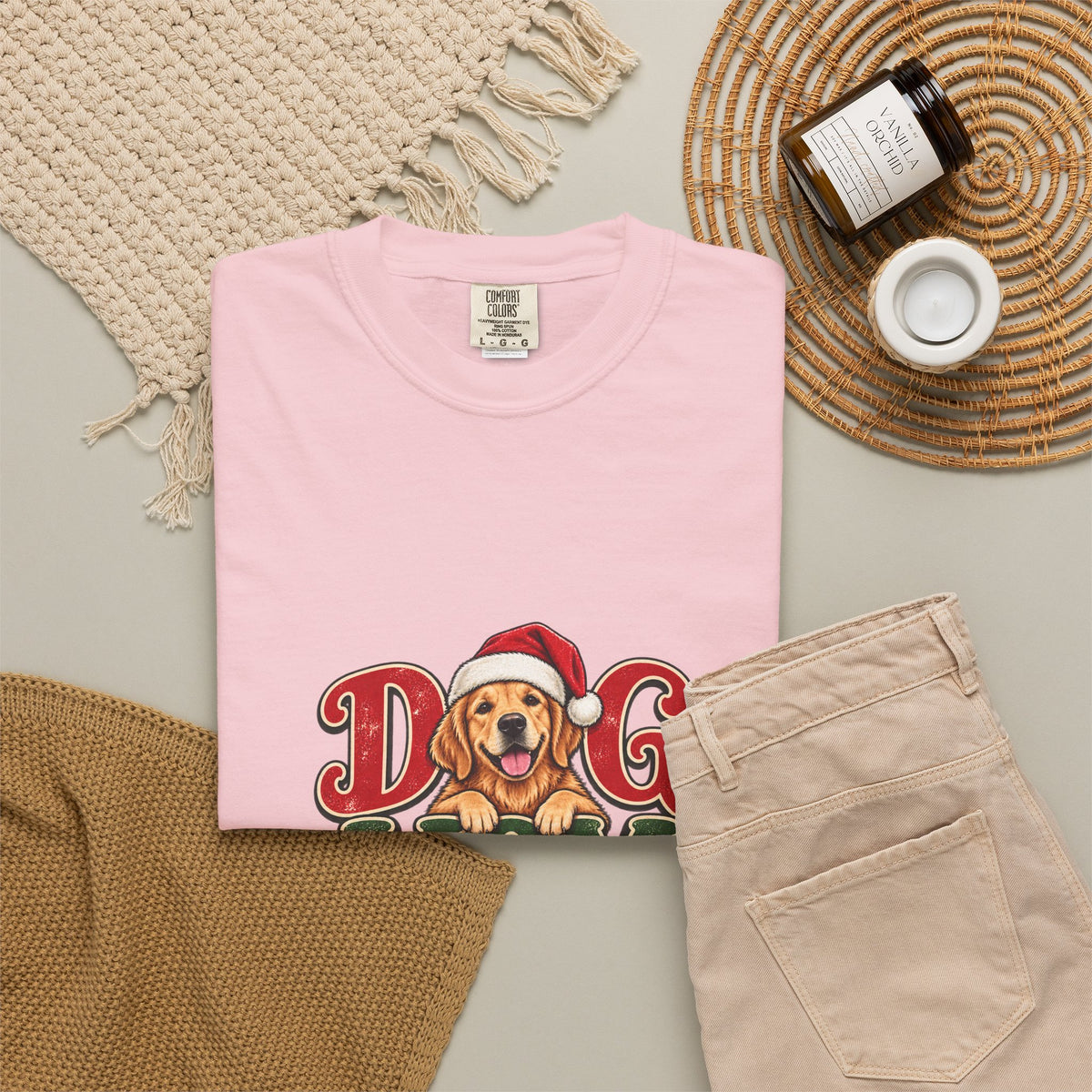 Dog Mom Christmas T-Shirt — Cute Golden Retriever Holiday Tee