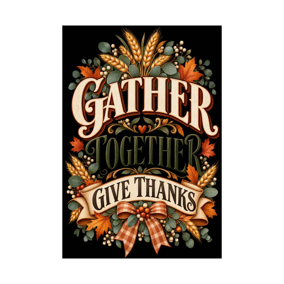 Gather Together Give Thanks Poster | Thanksgiving Fall Wall Art, Harvest Typography