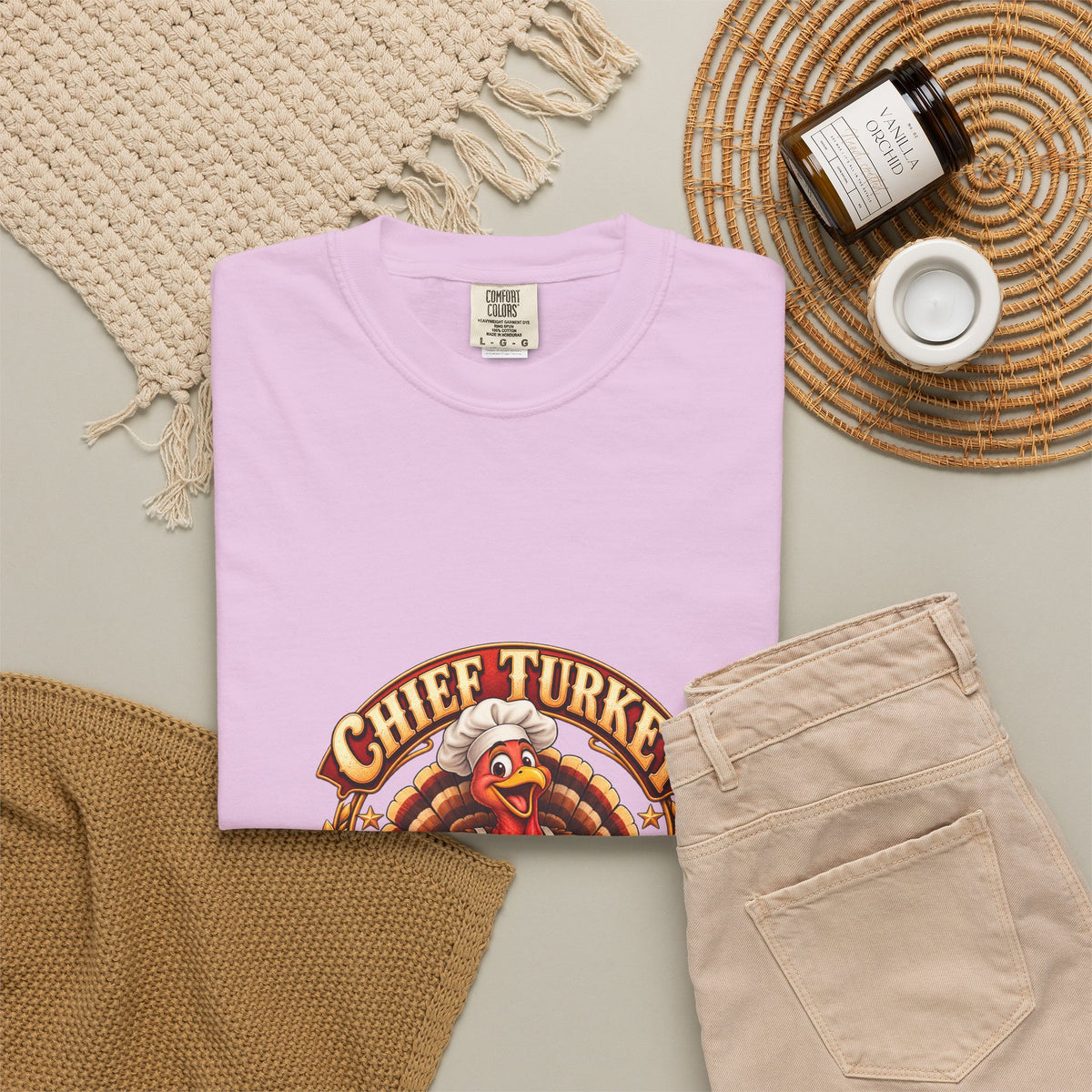Chief Turkey Roaster T-Shirt — Retro Thanksgiving Emblem Tee, Vintage BBQ Turkey Badge Graphic Fall Shirt