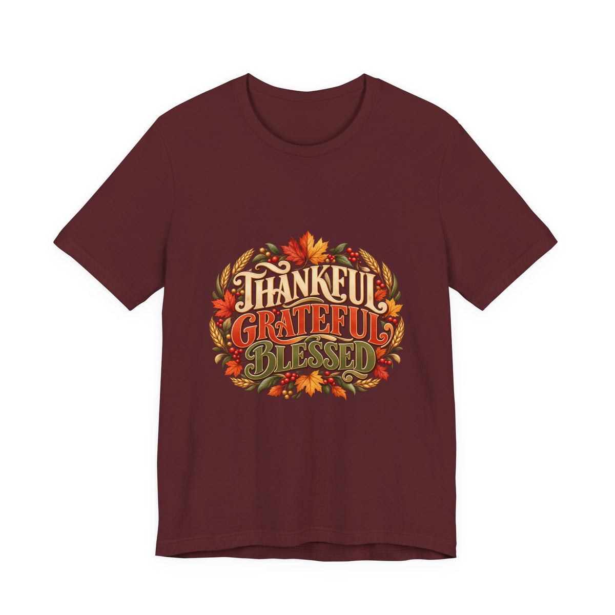 Thankful Grateful Blessed tee | Fall leaves Thanksgiving shirt
