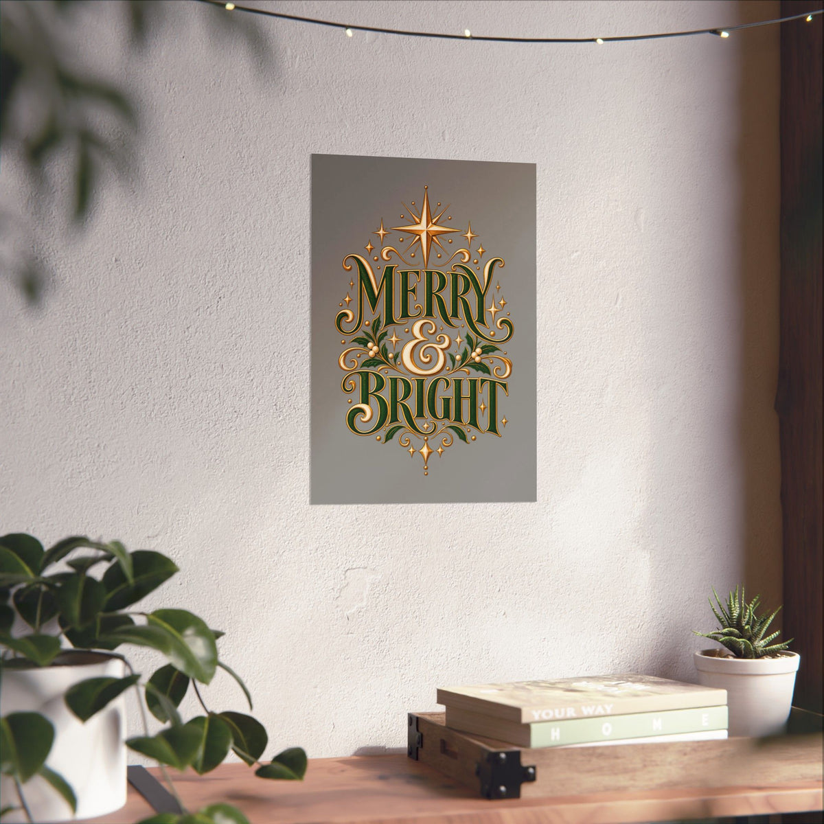 Merry & Bright Holiday Poster — Matte Vertical Christmas Wall Art