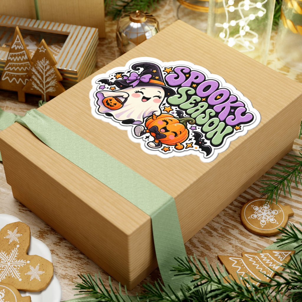 Spooky Season ghost pumpkin sticker | Halloween kiss-cut vinyl