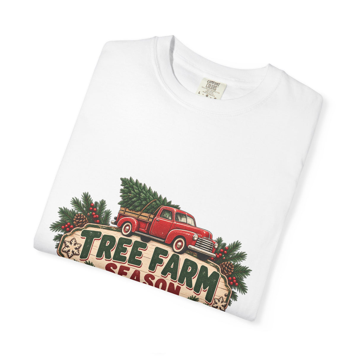 Tree Farm Season T-Shirt — Vintage Red Truck Christmas Tee
