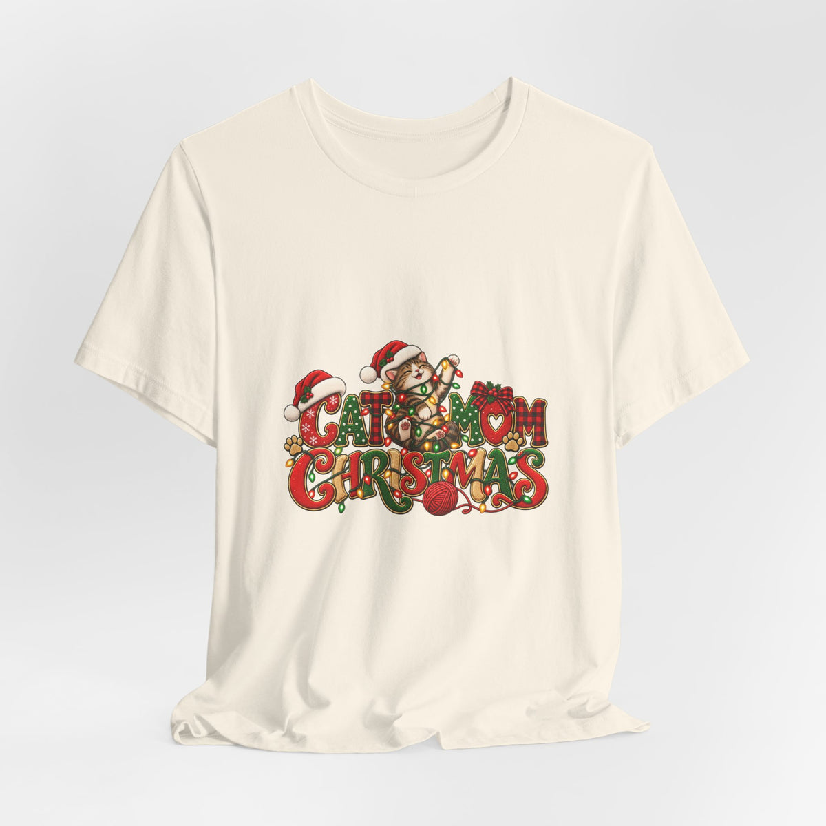Christmas Cat Tee — Cute "Cat-ty Christmas" Holiday T-Shirt with Santa Cat Design