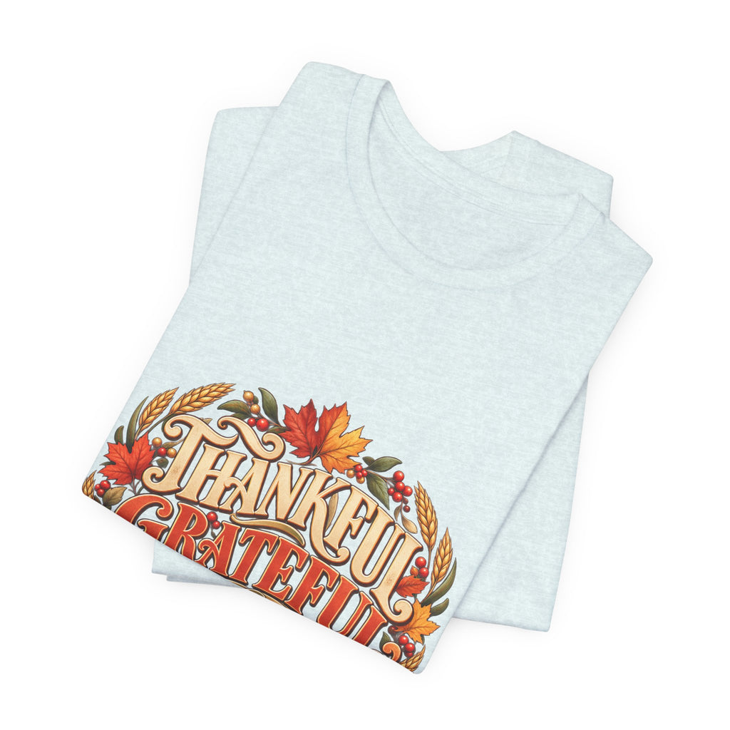 Thankful Grateful Blessed tee | Fall leaves Thanksgiving shirt