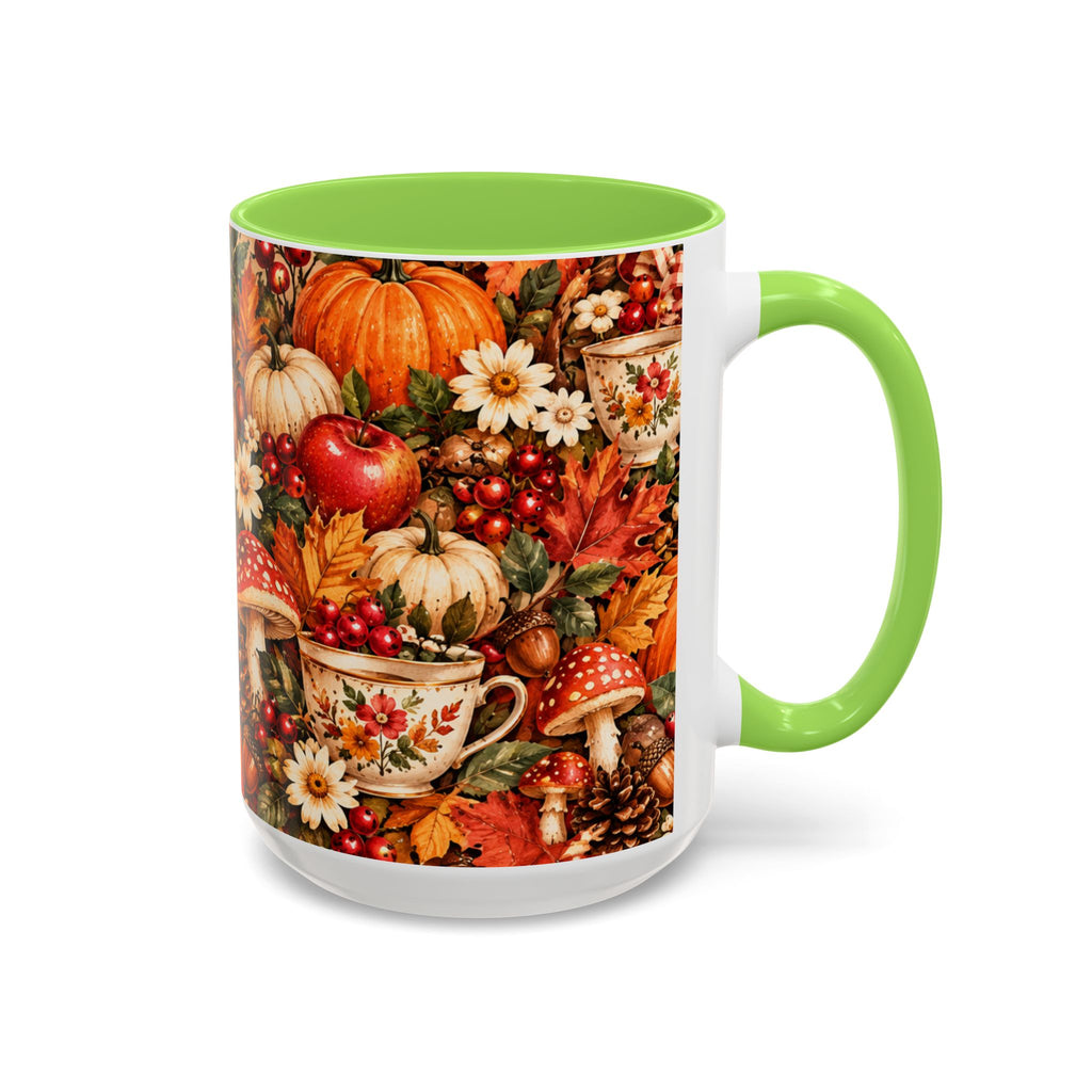 Autumn Harvest Mugs | Fall Pumpkins, Apples, Mushrooms, Daisies 11oz 15oz