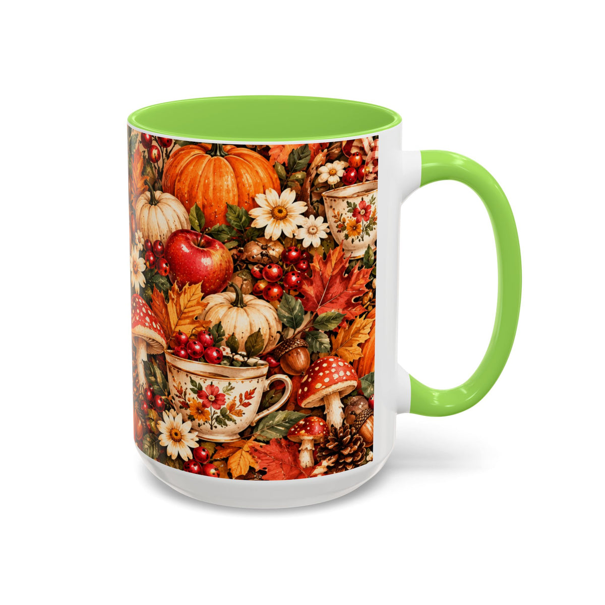 Autumn Harvest Mugs | Fall Pumpkins, Apples, Mushrooms, Daisies 11oz 15oz