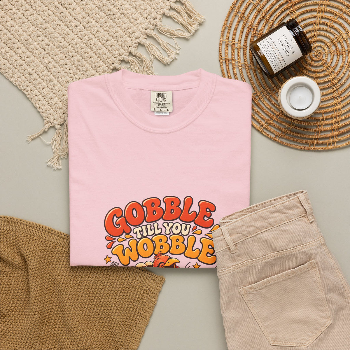 Gobble Till You Wobble Turkey T-Shirt | Thanksgiving Turkey Graphic