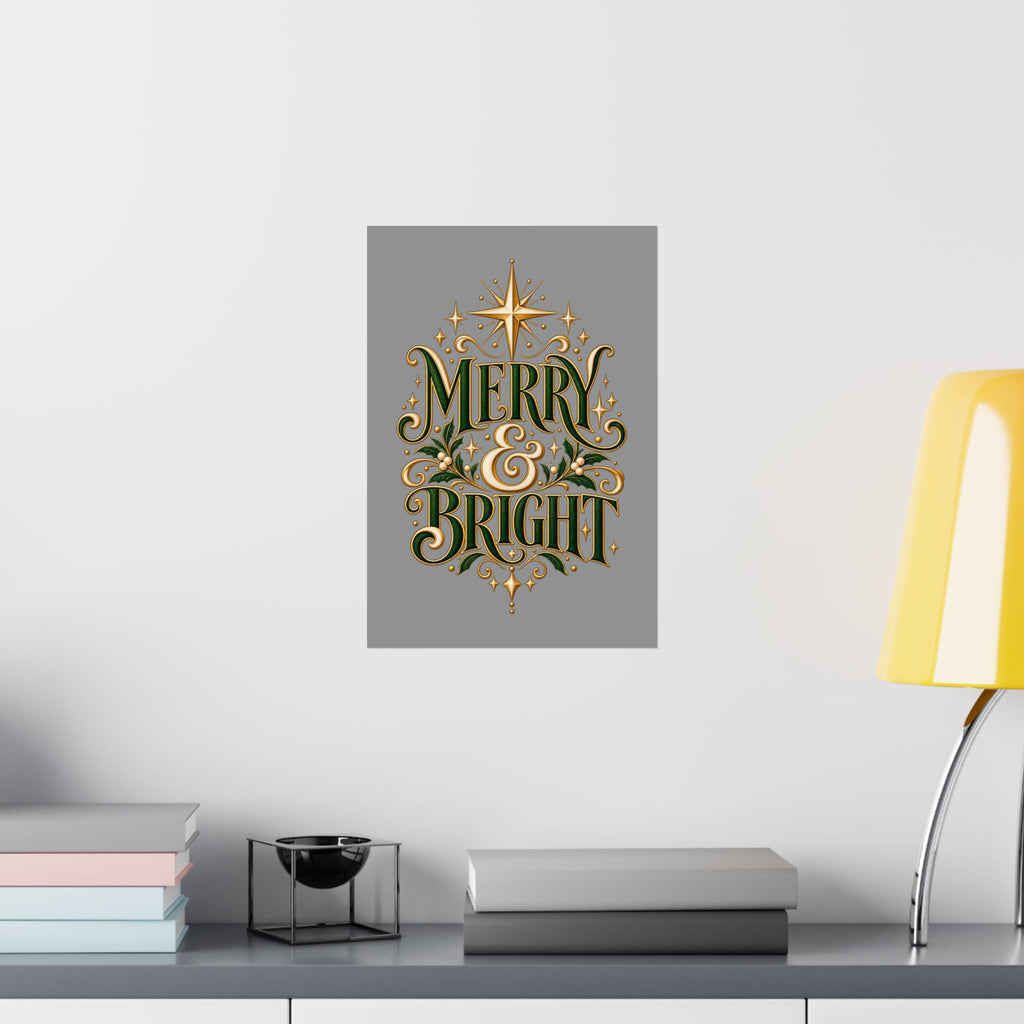 Merry & Bright Holiday Poster — Matte Vertical Christmas Wall Art