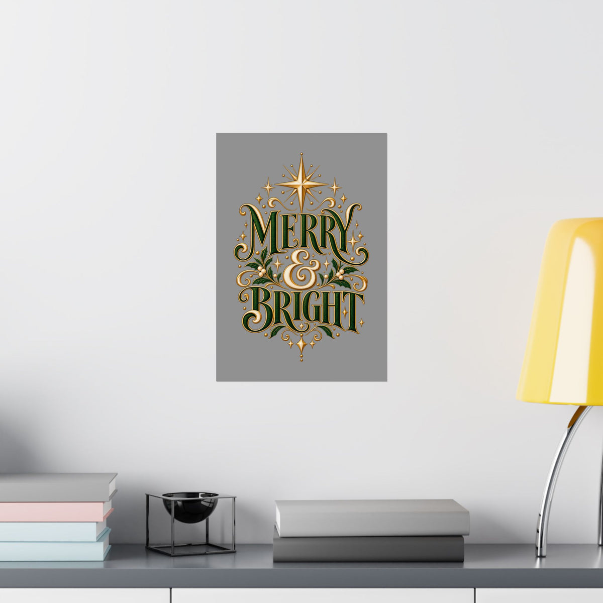 Merry & Bright Holiday Poster — Matte Vertical Christmas Wall Art