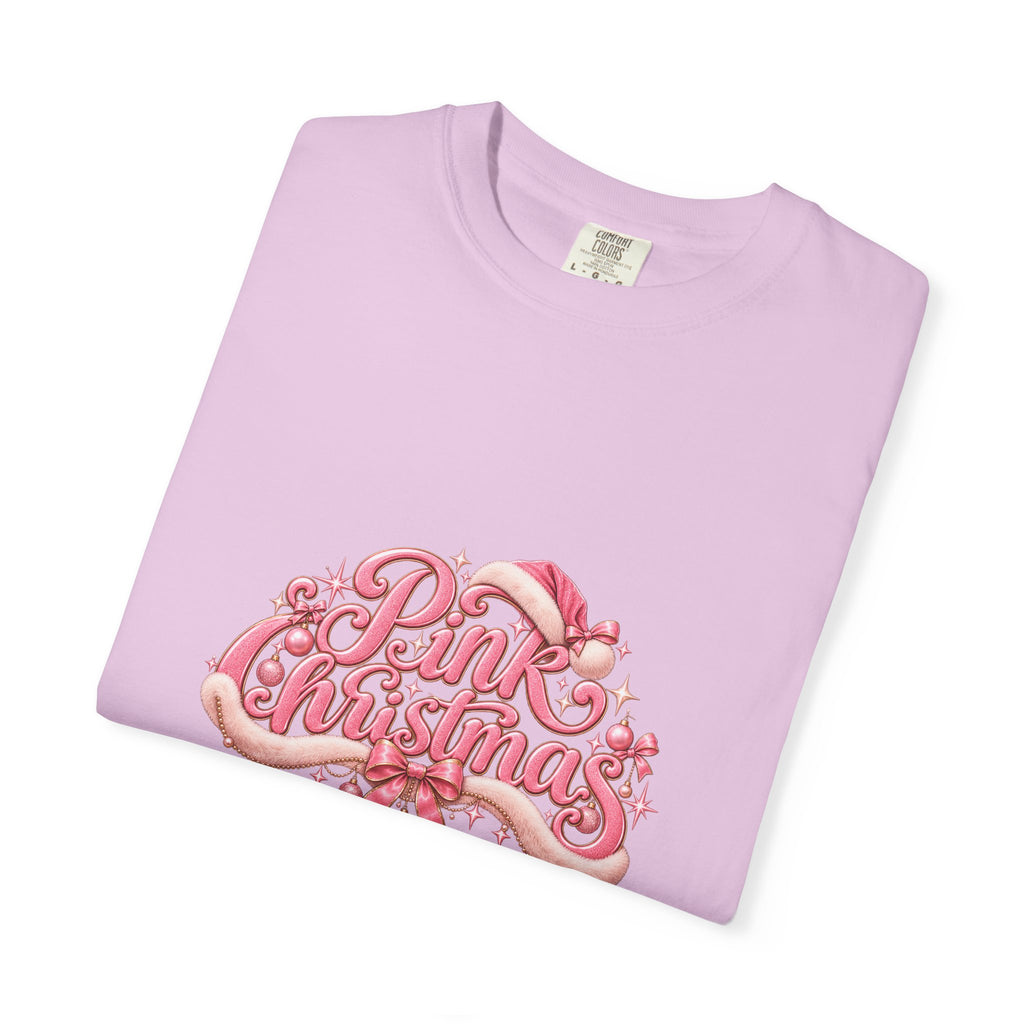 Pink Christmas T-Shirt — Festive Retro Script Holiday Tee