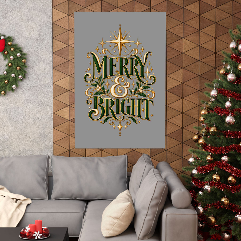 Merry & Bright Holiday Poster — Matte Vertical Christmas Wall Art