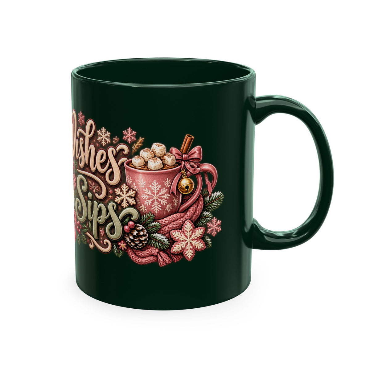 Warm Wishes & Winter Sips Christmas Ceramic Mug