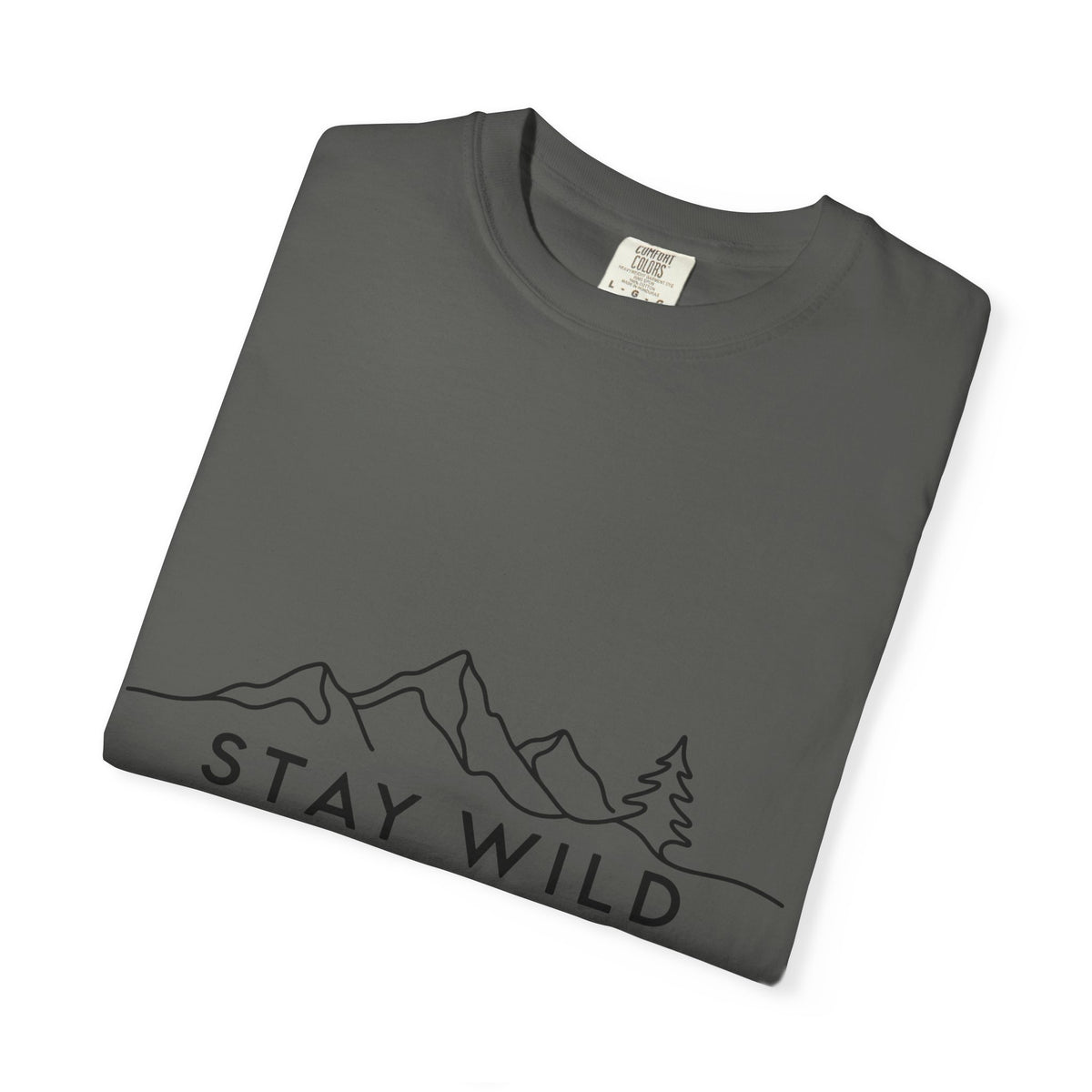 Stay Wild mountain line art T-shirt | minimalist outdoors tee