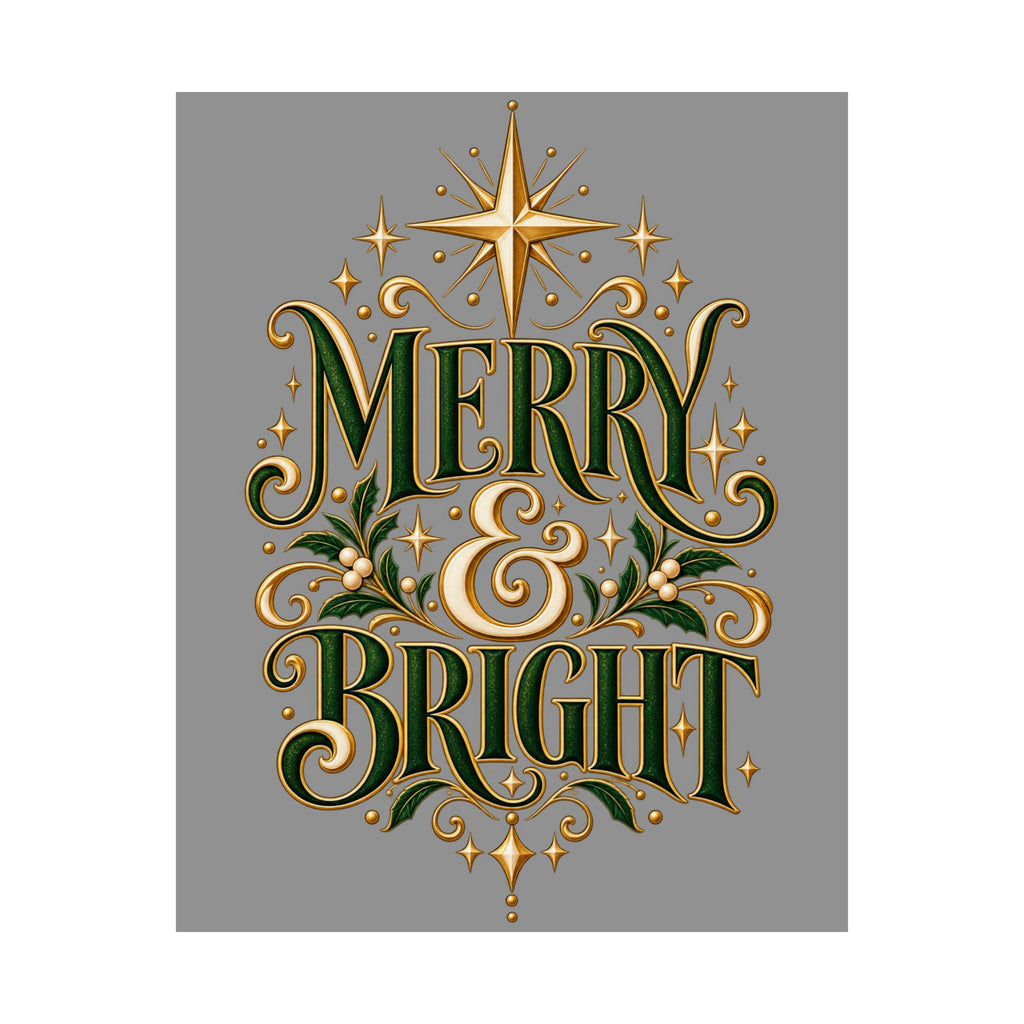 Merry & Bright Holiday Poster — Matte Vertical Christmas Wall Art