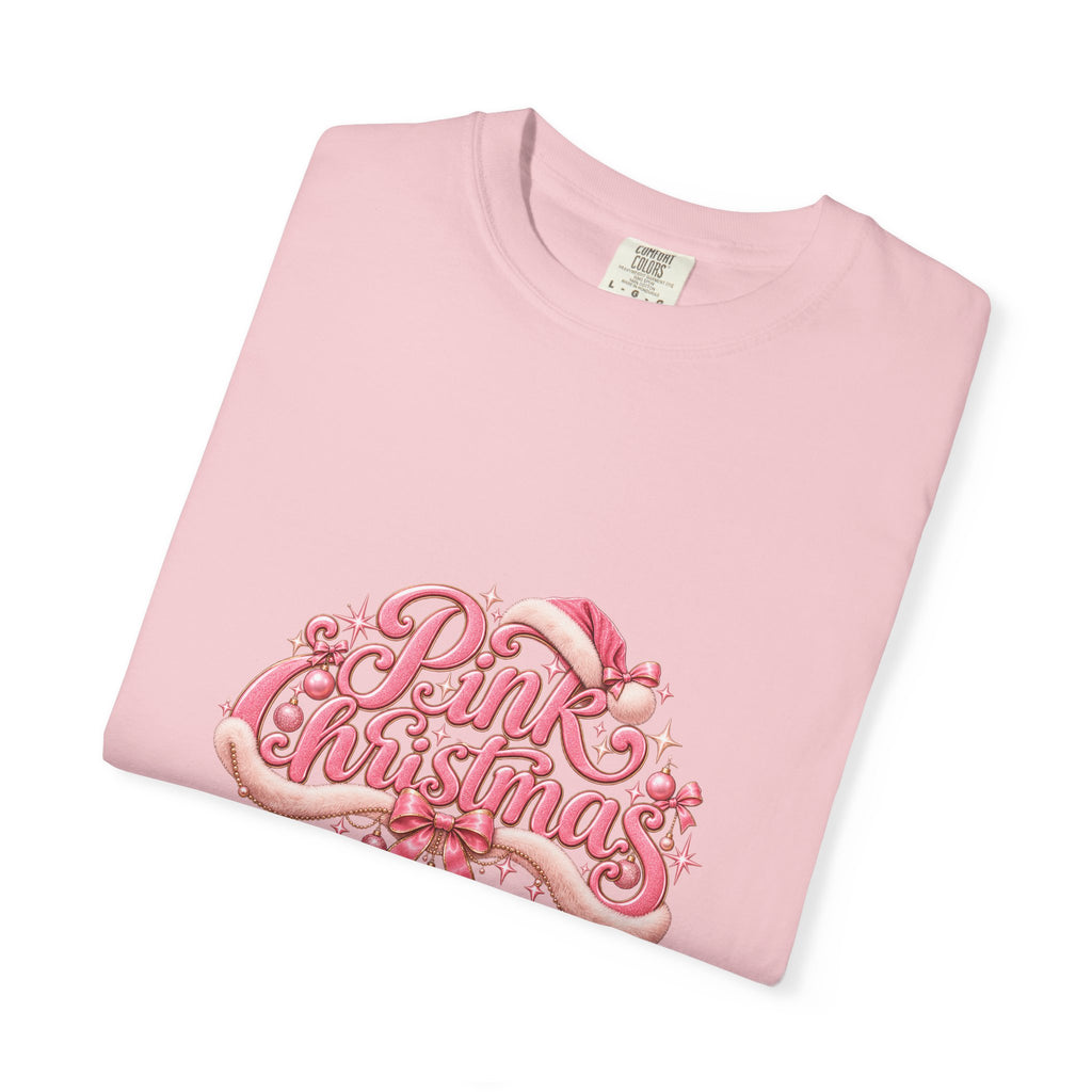 Pink Christmas T-Shirt — Festive Retro Script Holiday Tee