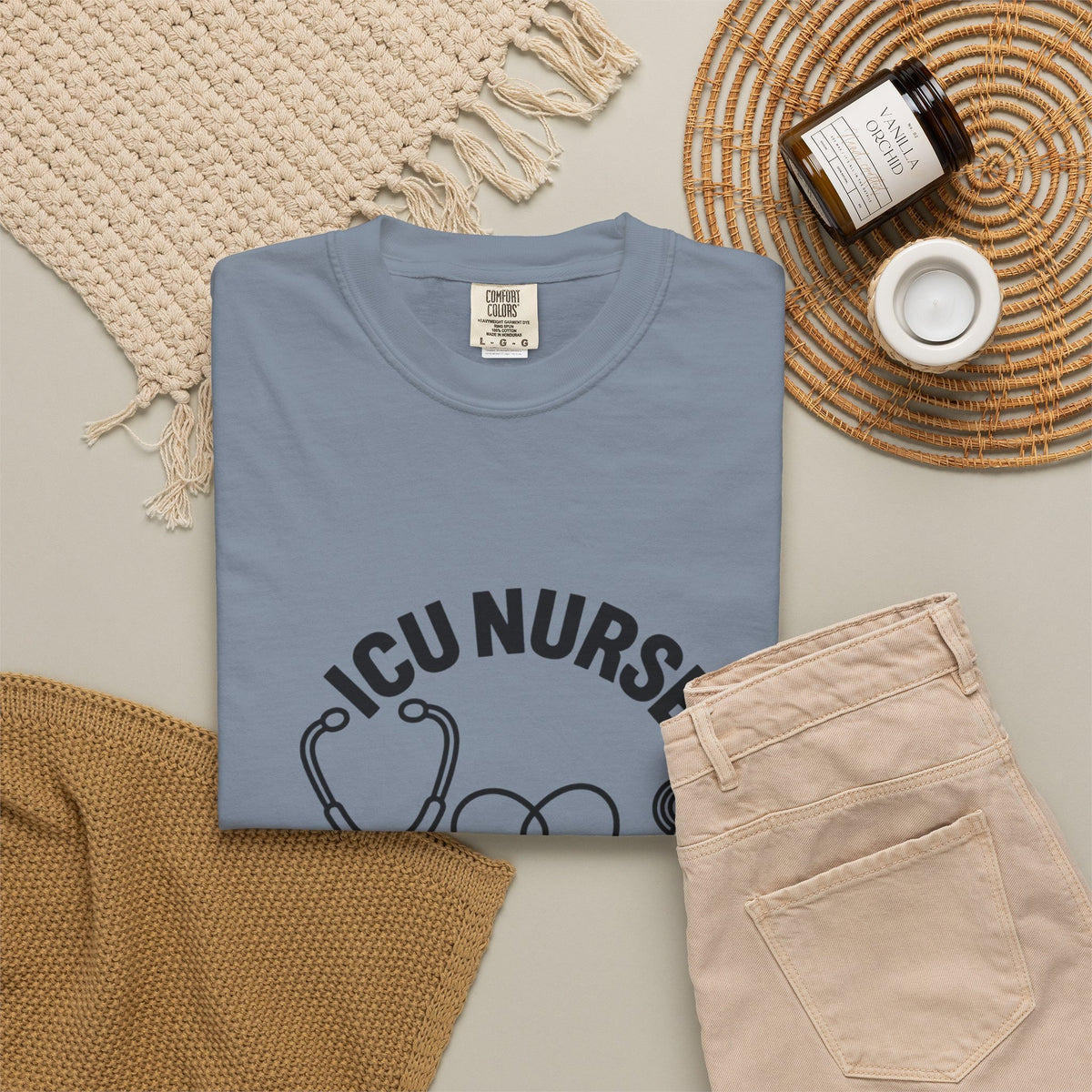 ICU Nurse Night Shift Survivor T-shirt | Stethoscope Heart Design