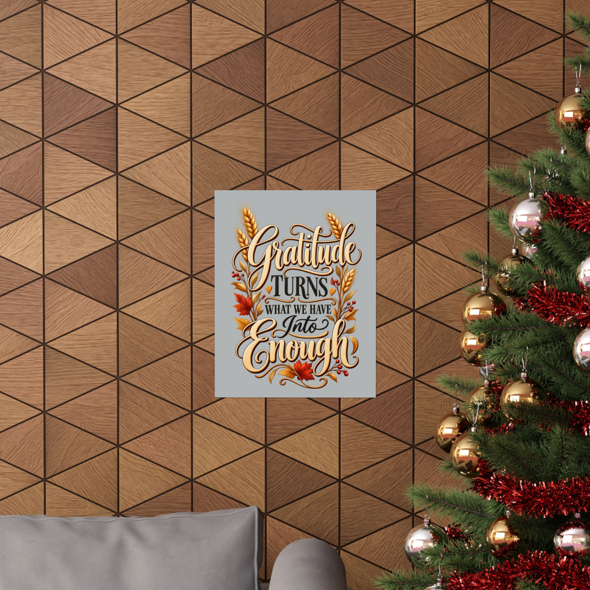Gratitude Turns What We Have Into Enough — Thanksgiving Quote Wall Art, Minimalist Fall Poster, Farmhouse Autumn Decor
