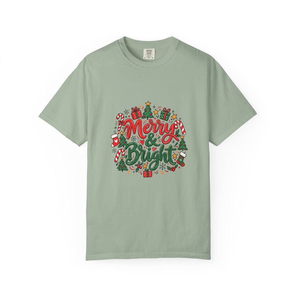 Merry & Bright Christmas T-Shirt | Festive Holiday Graphic Tee