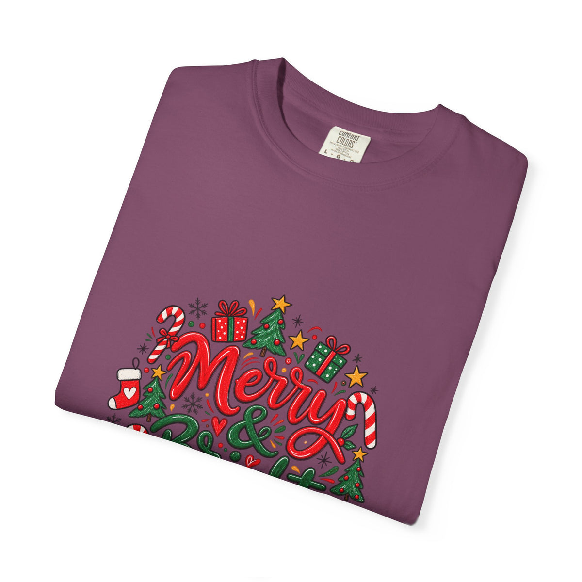 Merry & Bright Christmas T-Shirt | Festive Holiday Graphic Tee