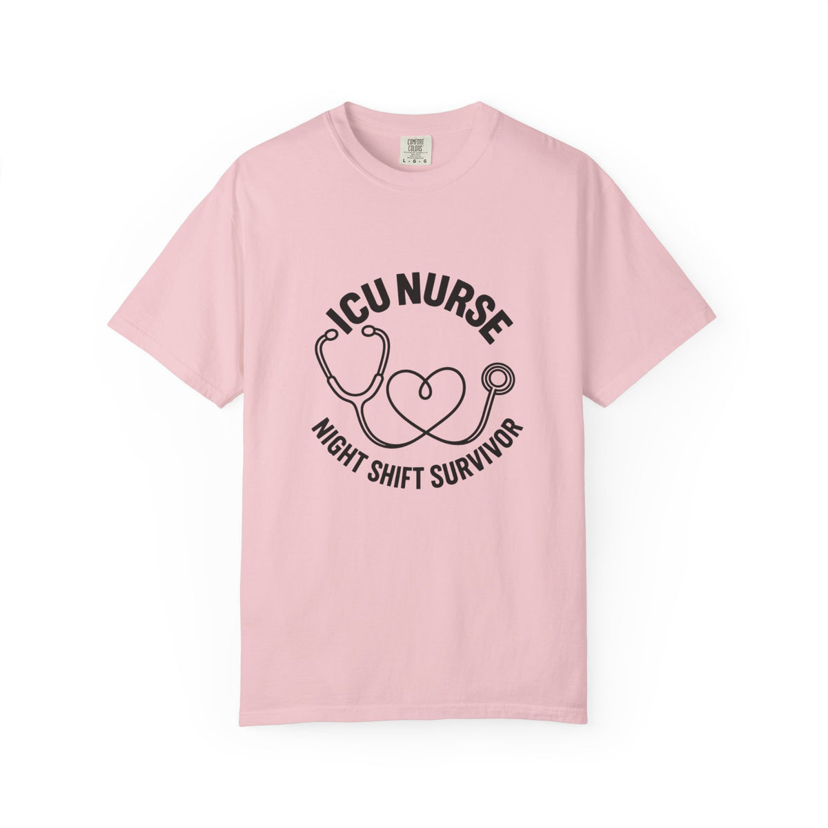 ICU Nurse Night Shift Survivor T-shirt | Stethoscope Heart Design