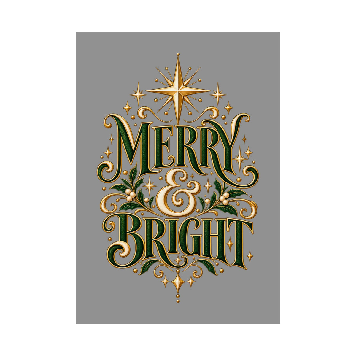 Merry & Bright Holiday Poster — Matte Vertical Christmas Wall Art