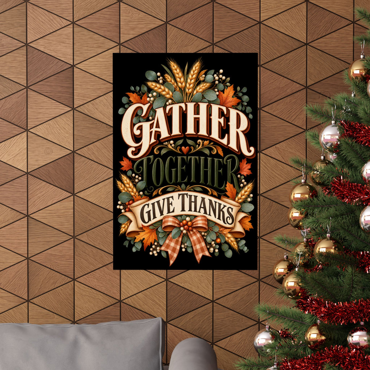 Gather Together Give Thanks Poster | Thanksgiving Fall Wall Art, Harvest Typography