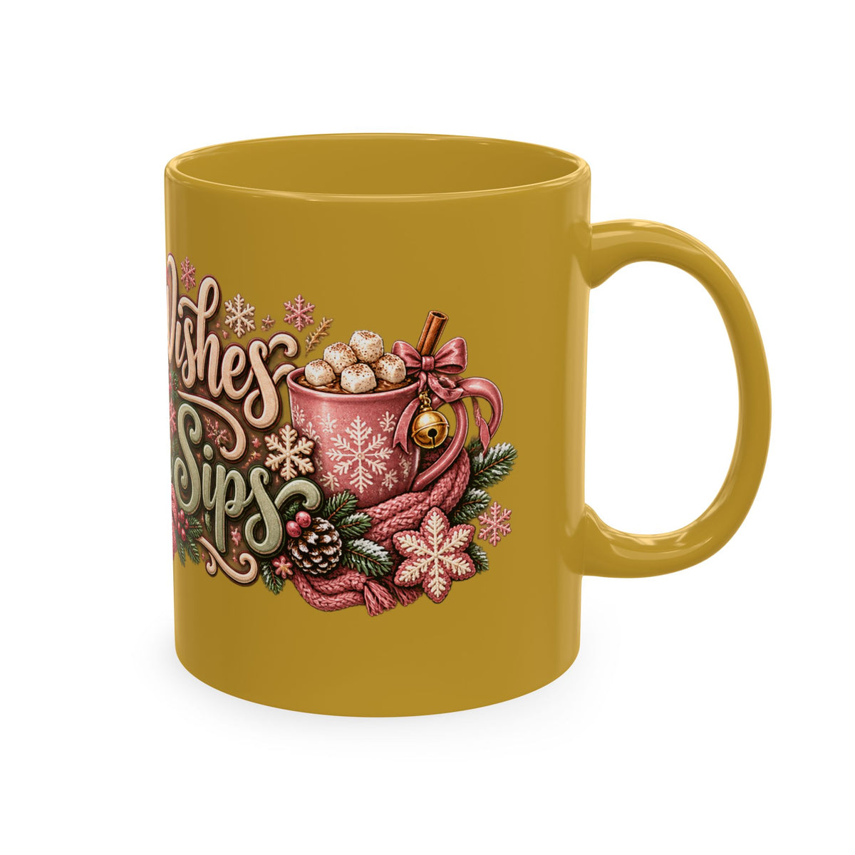 Warm Wishes & Winter Sips Christmas Ceramic Mug