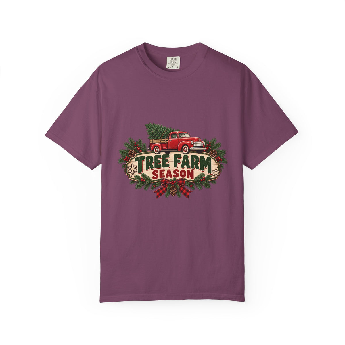 Tree Farm Season T-Shirt — Vintage Red Truck Christmas Tee