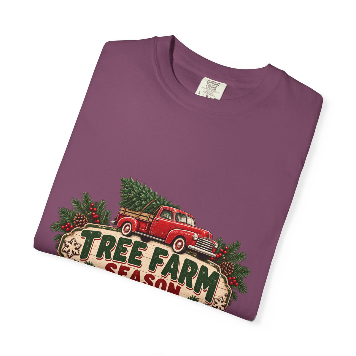 Tree Farm Season T-Shirt — Vintage Red Truck Christmas Tee