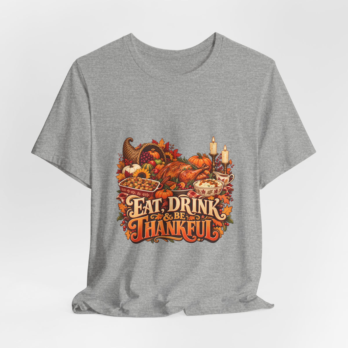 Eat Drink Be Thankful Thanksgiving Tee | Cornucopia Harvest Fall Shirt